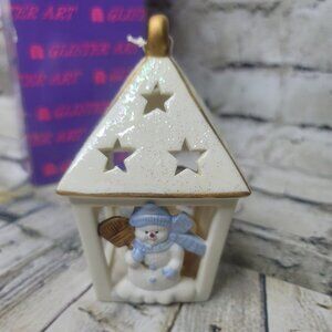 Lit House Santa Scene Christmas TeaLight Ornament Appx 6”  Tall